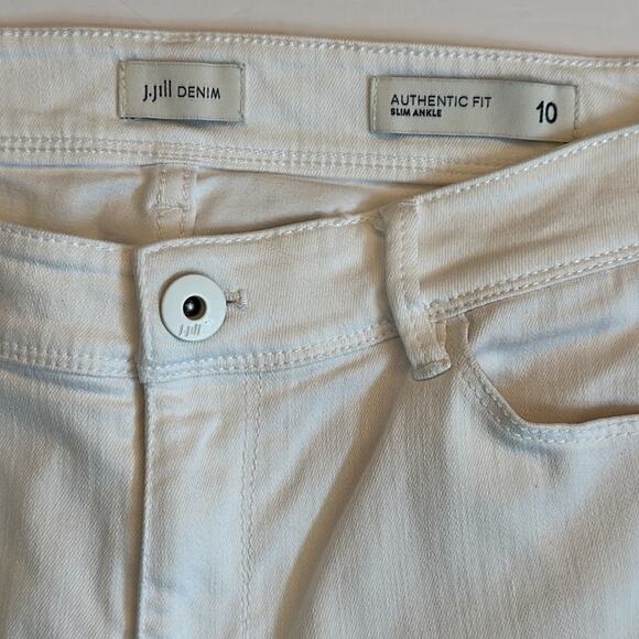 J. Jill Denim Authentic Fit Slim Ankle Stretch White Sz 10 Casual Cotton Office - Picture 5 of 12